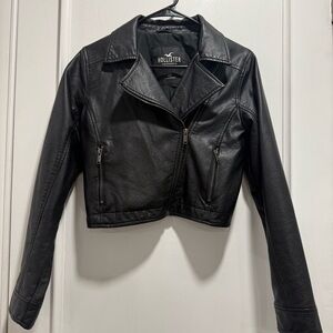 Hollister Women's Sleek Black Leather Jacket